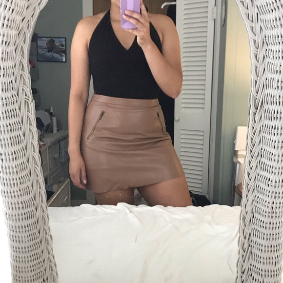 Forever 21 Dresses & Skirts - Faux Leather Nude Mini Skirt